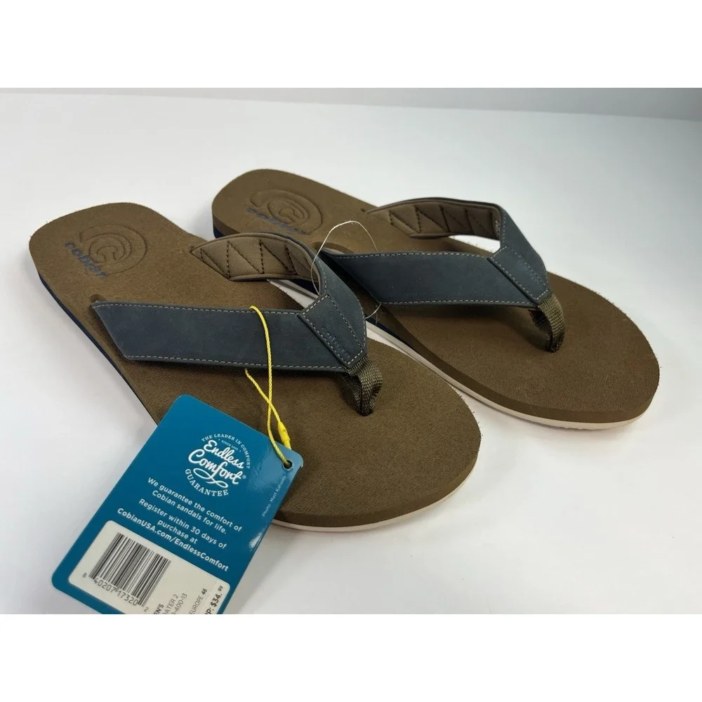 NEW Cobian Floater 2 Mens Size 13 Blue Brown Flip Flops FLT18-400